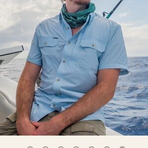 PONCHO MEN’S SLIM SHORT SLEEVE SHIRT BLUE STEEL - M